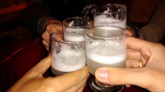 Our last pisco sours with our Brazilian friends - Puno, Peru